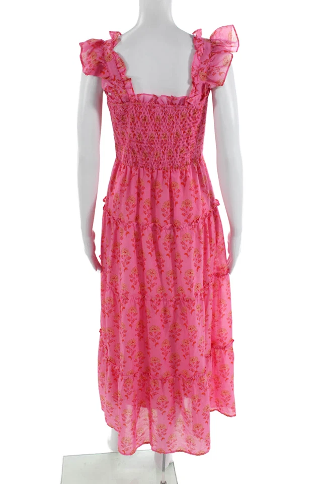 J. Marie Women Maxi Sundress Pink Floral Square Neck Full-Length Size M - Image 3 of 4
