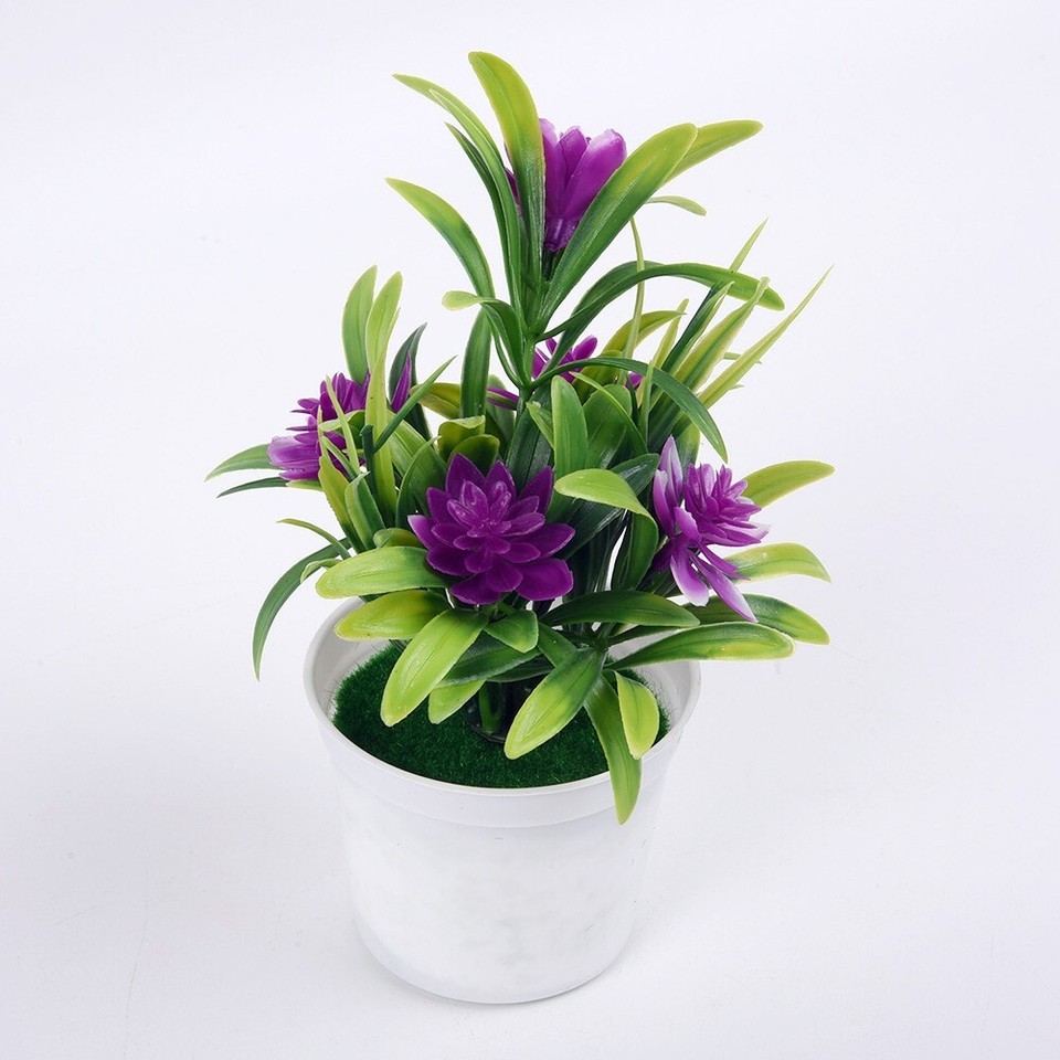 Artificial Lotus Leaf Flower Plants Pot Fake Home House Party Decor