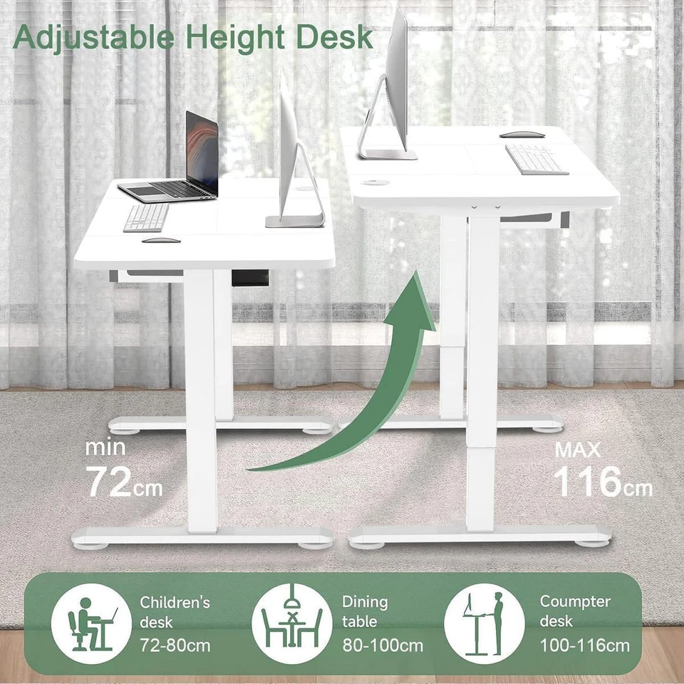 Höhenverstellbarer Schreibtisch Stehschreibtisch Elektrisch 160x70cm Stauraum - Bild 2 von 4