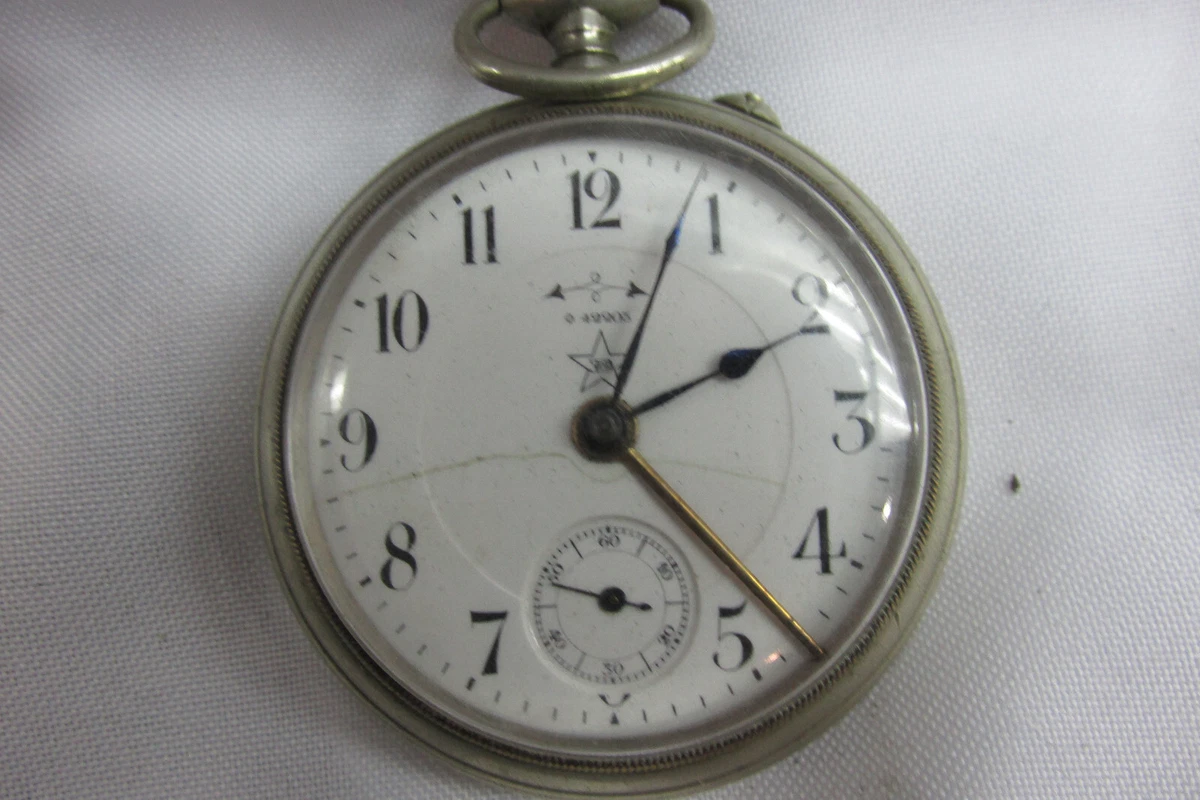 Reloj de Bolsillo Militar Eterna Funciona con Alarma Cara Abierta Art Deco Ni...