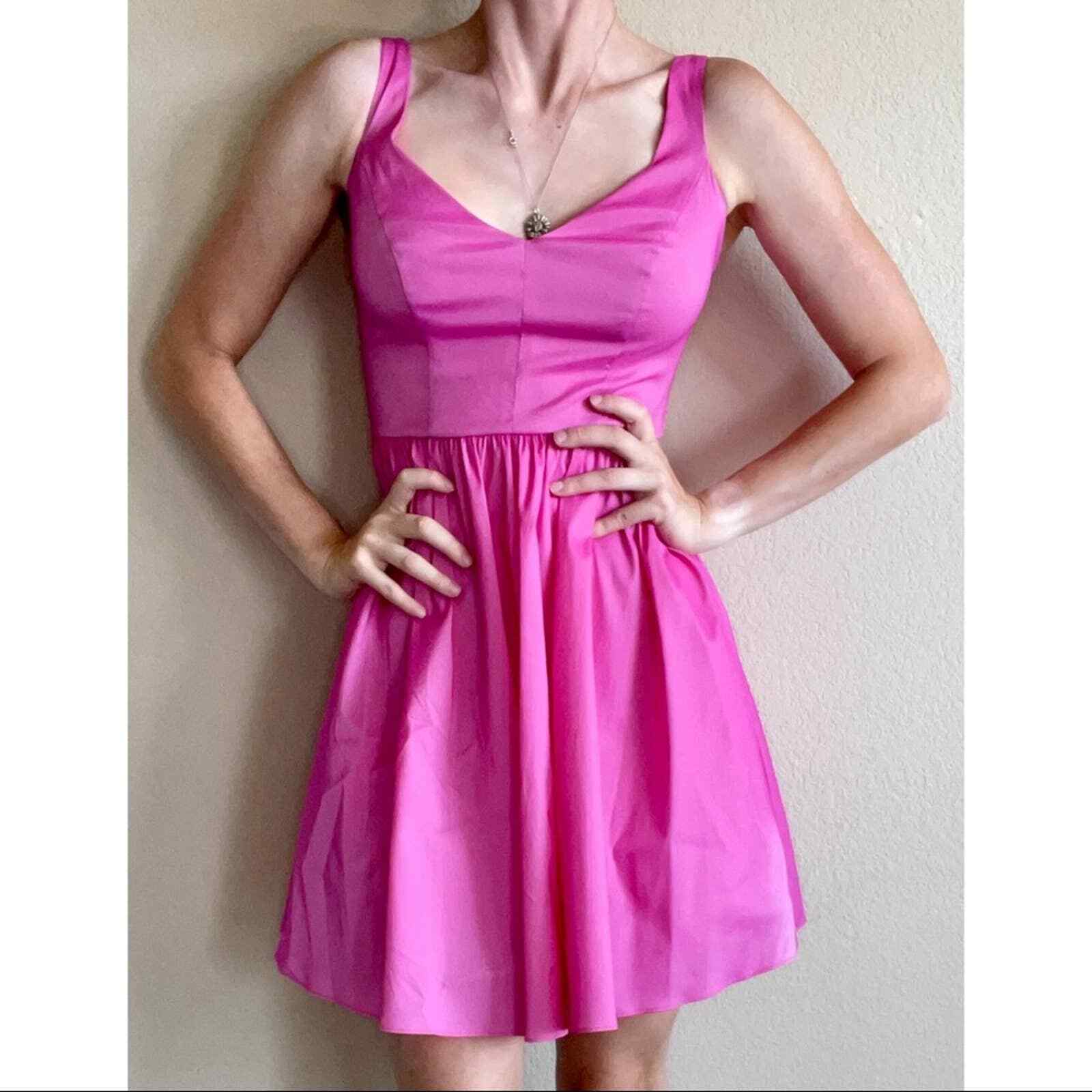 Vintage Pink Mini Dress- 2 Hot Pink Skater Dress - image 2