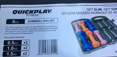Dumbbell Set Home Workouts 6kg with Storage Box QUICKPLAY Neoprene