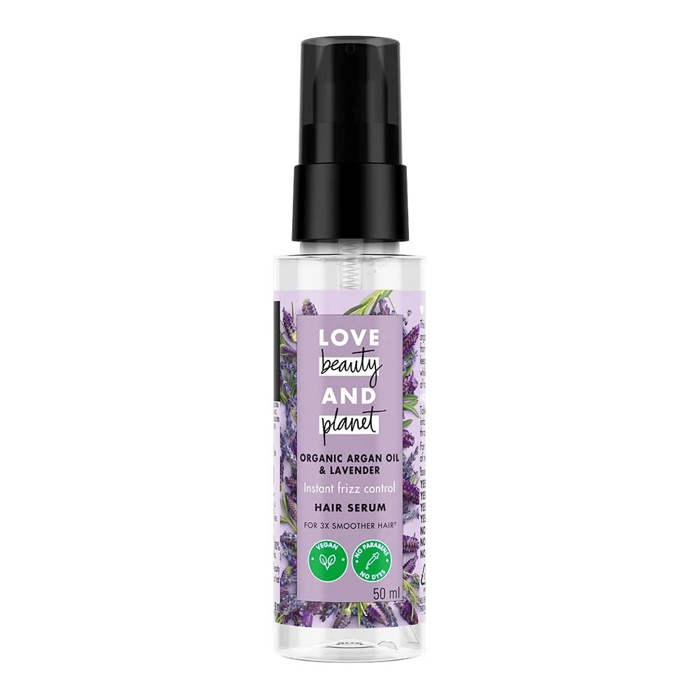 Love Beauty & Planet Argan Oil & Lavender Hair Serum for smoother 200ml.