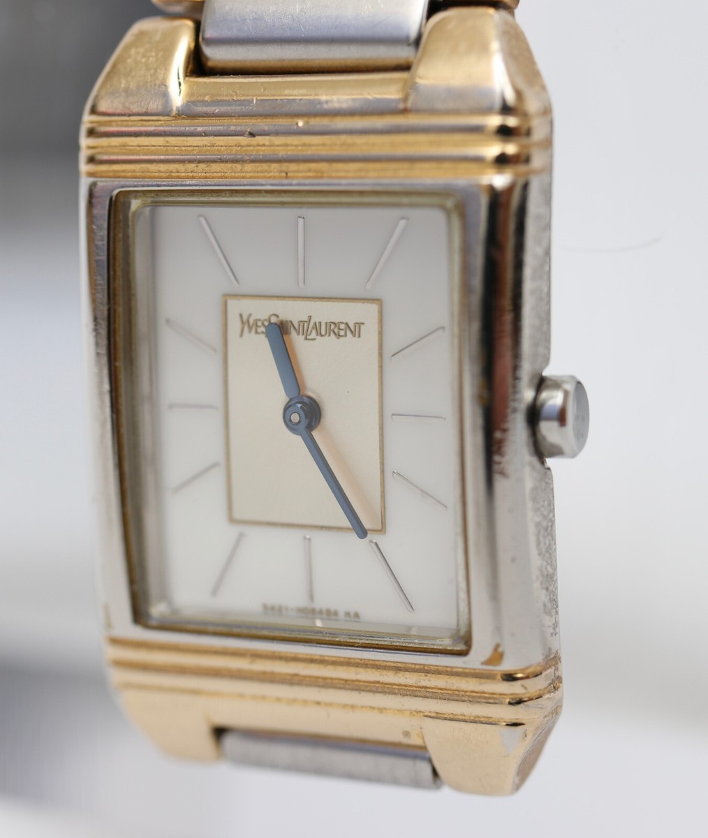 Yves Saint Laurent Silver & Gold Square Watch Working for Yves Saint Laurent Silver & Gold Square Watch Working for