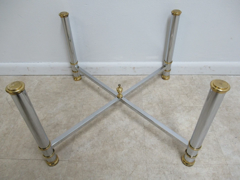 Vintage French Regency Chrome Brass Coffee Table Base - Image 4 of 4