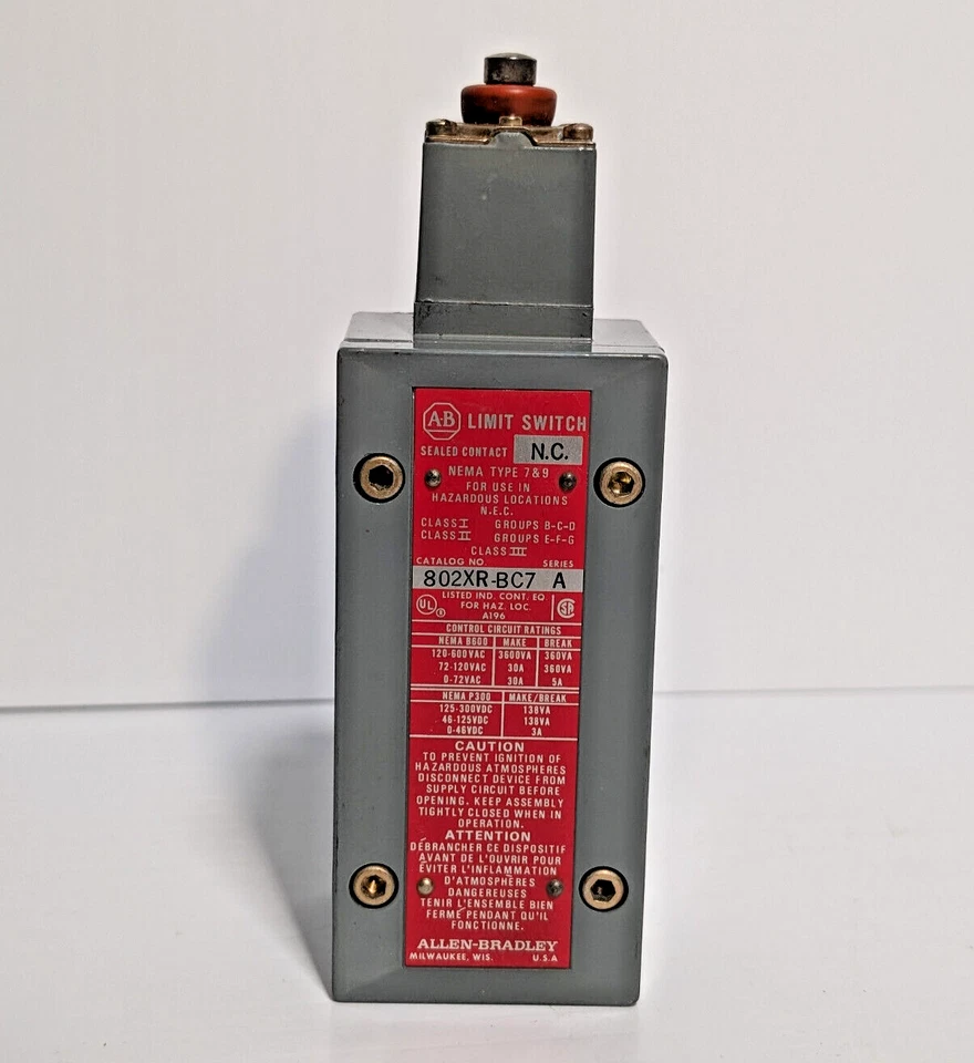 Allen-Bradley 802XR-BC7 Series A Sealed Contact N.C. Limit Switch for Bulletin - Image 2 of 4