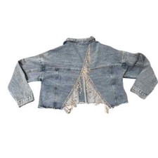 Savanna Jane Women’s Rhinestone Jean Jacket Denim Festival Size Medium