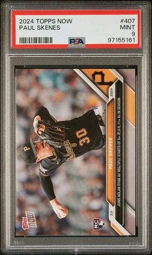 2024 Topps Now PAUL SKENES  #407 "Joins Nolan Ryan" PSA 9 MINT/New Slab