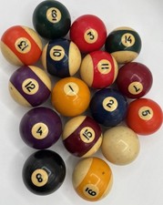 Vintage Replacement Billiard Pool Ball Full Set 2 1/4" Diameter WITH CUE BALL