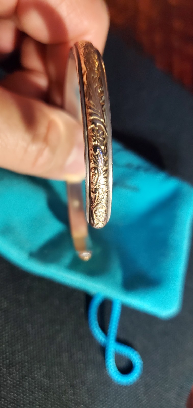 Vintage Silver Gold Native Scroll Design Bracelet - image 6