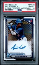 PSA 10 ARJUN NIMMALA AUTO 1st 2024 Bowman Chrome Autograph BLUE JAYS RC GEM MINT