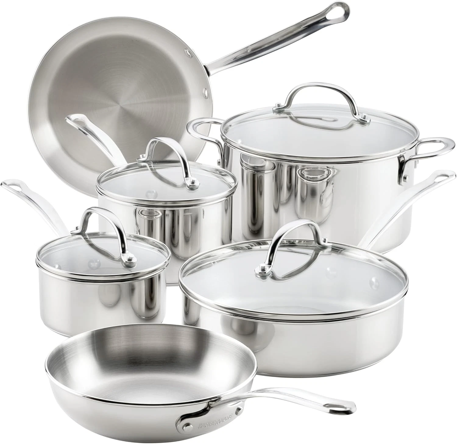10-Piece Stainless Steel Cookware Set - Induction Ready & Dishwasher Safe