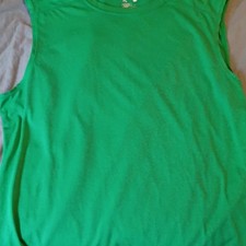 Men's Green Polyester Sleeveless Performance Tank XL Crew Neck Pullover