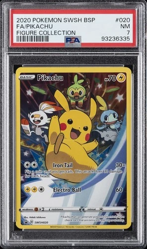 2020 POKEMON SWSH BLACK STAR PROMO FIGURE COLL #020 FULL ART/PIKACHU PSA 7