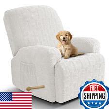 VANSOFY Recliner Chair Covers 4-Piece Stretch Jacquard Furniture Protector White