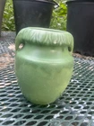 Haeger pottery 1920s elephant handle vase geranium leaf green arts and craft