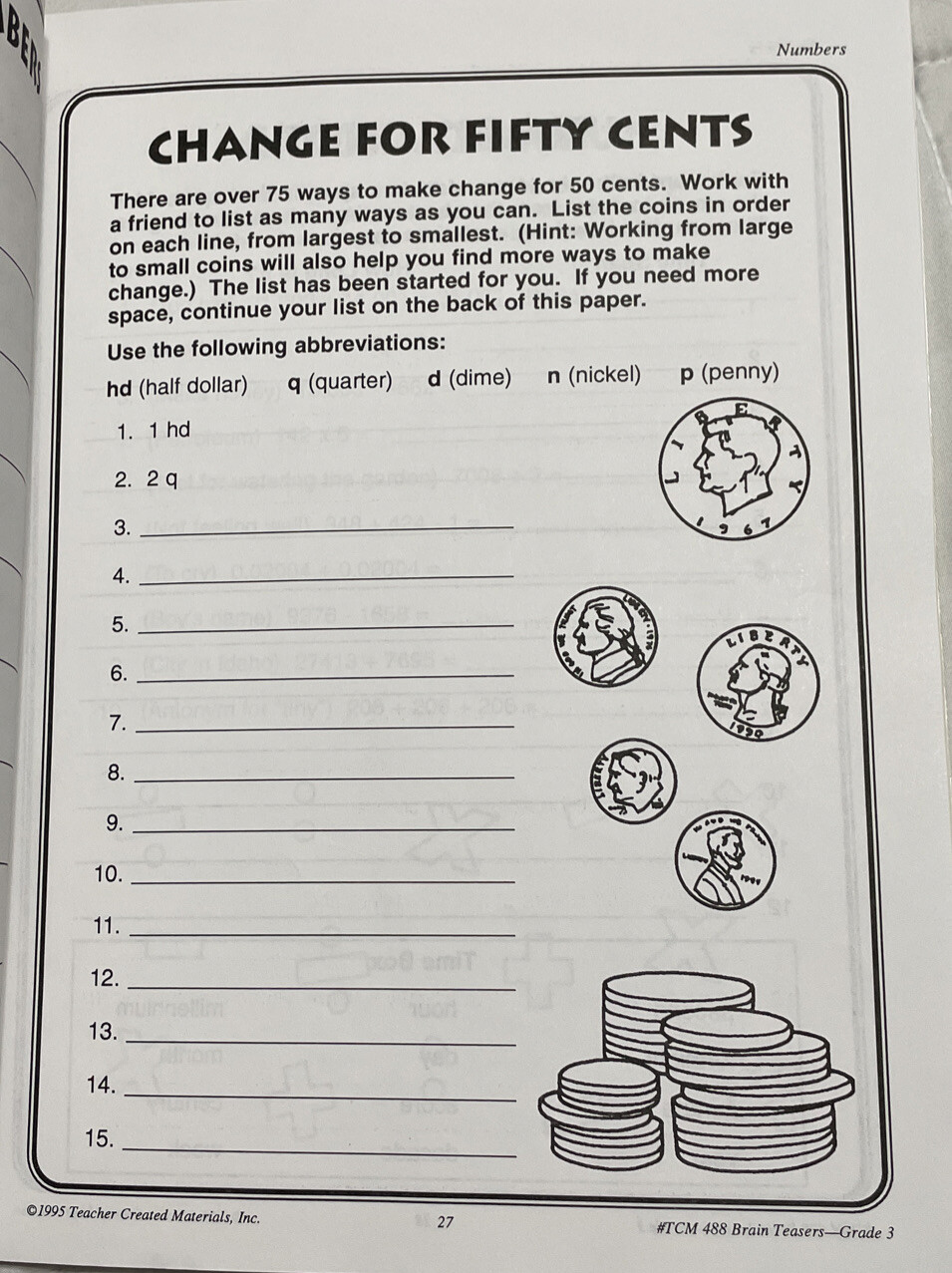 TCM Third Grade BRAIN TEASERS gr.3 Teacher Created Materials 488 LN
