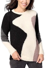 LOGO by Lori Goldstein Crewneck Long-Sleeve Sweater Black