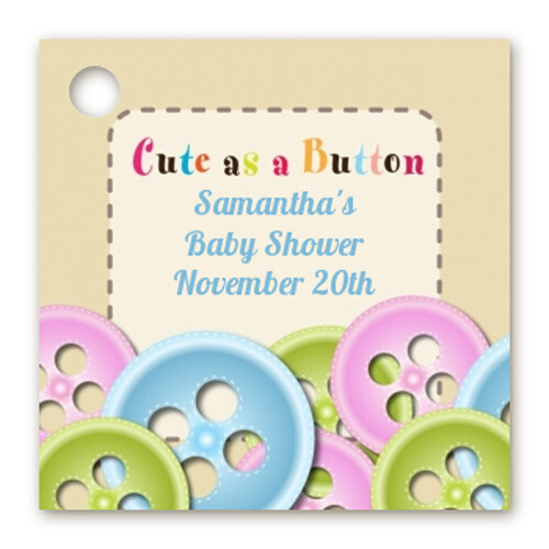 Cute as a Button - Personalized Baby Shower Cardstock Favor Tags - Set of 20