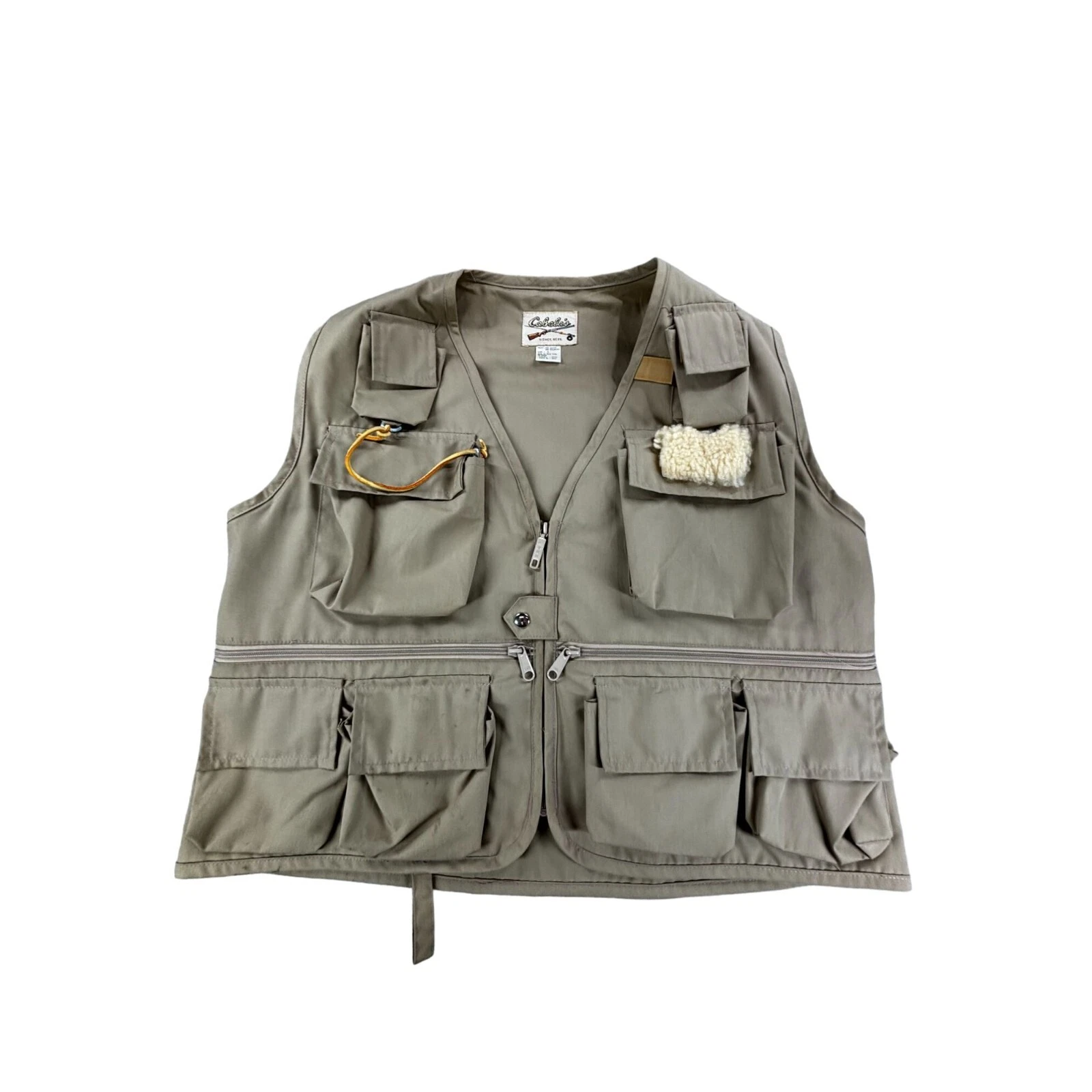 Khaki Fly Fishing Vest Patch & Fly Loop Outdoor Tactical Utility Cabelas Size M