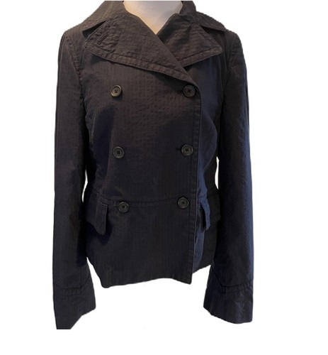 Banana Republic Navy Blue Textured Double Breasted Women’s Jacket Size 8 - Picture 3 of 16
