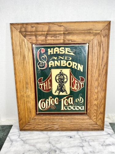Insegna vintage CHASE & SANBORN'S COFFEE con cornice pubblicità caffè il miglior caffè tè cacao - Foto 4 di 11