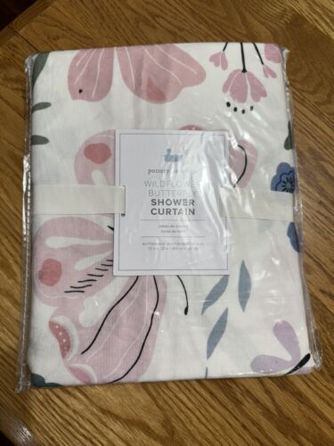 Pottery barn kids wildflower butterfly shower curtain new 72” x 72”