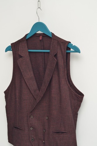 L.B.M. 1911 Luxury Men's Burgundy Wool Double Breasted Vest Jacket Size 54R - Picture 7 of 11