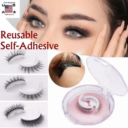 2PCS Reusable Self-Adhesive Eyelashes Natural Multiple Reversible Glue-Free USA - product listing photo