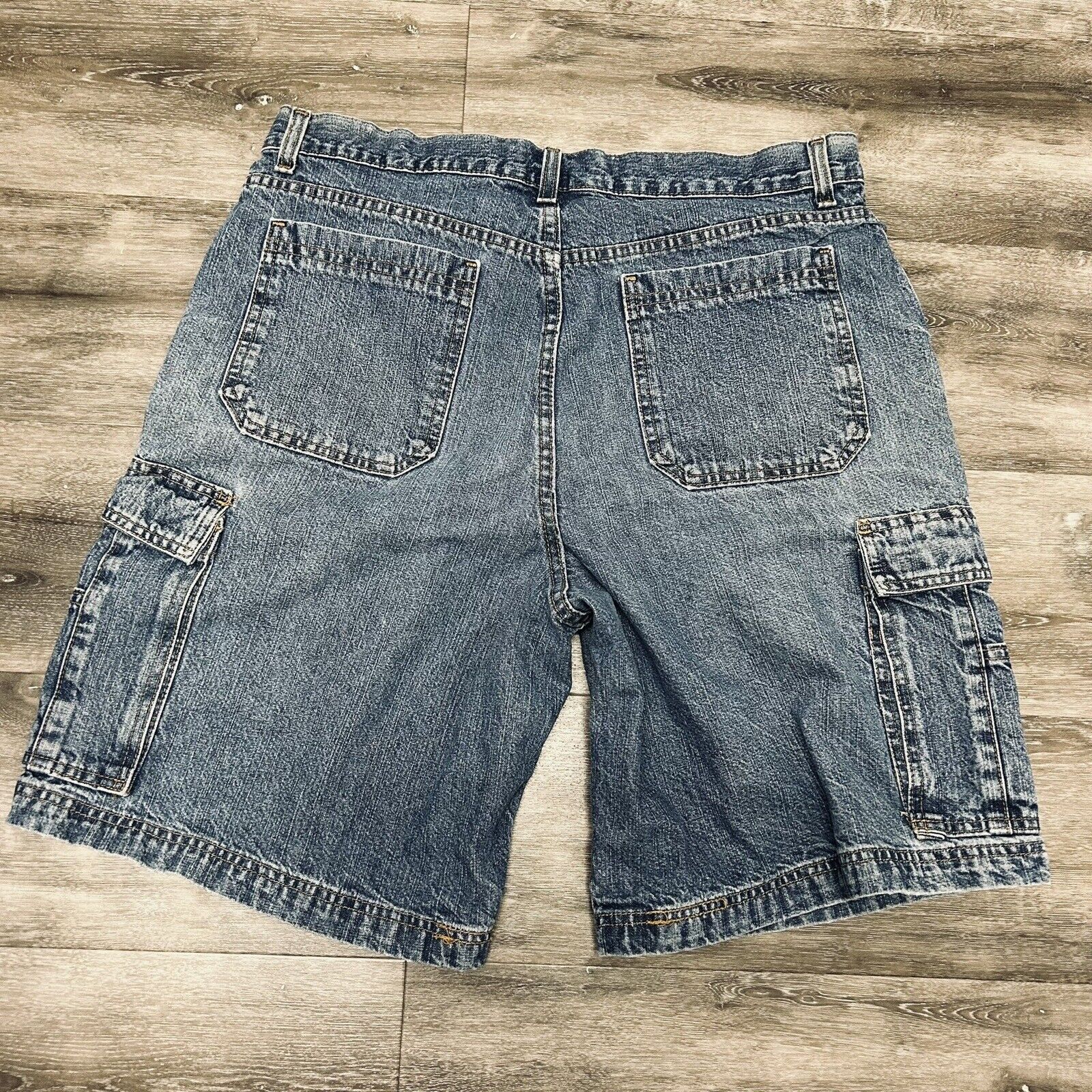 Faded Glory Y2K Vtg Cargo Jean Shorts Mens 36 Bag… - image 2