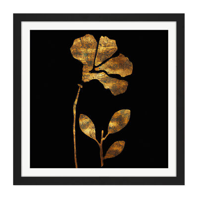Metallic Copper Gold Effect Pressed Flower Square Framed Wall Art Picture Print