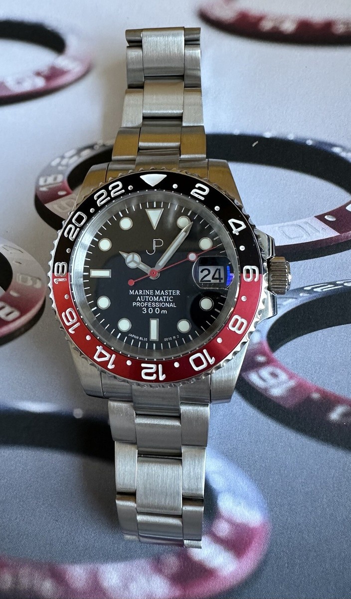 seiko nh35 JP custom watch 40mm automatic watch Red Black