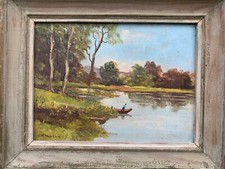 French School: Oil On Panel Signed J.P MOSAN Lakeside Landscape France