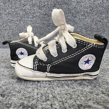 CONVERSE NEWBORN CRIB BOOTIES BLACK 8J231 FIRST ALL STAR BABY SHOES SZ 2