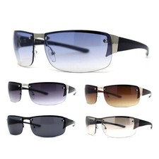 Mens Rimless Wrap Narrow Rectangle 90s Metal Rim Designer OG Sunglasses