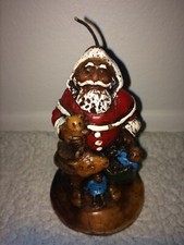 1980's Emperor Art Santa Claus & Reindeer Sculpted Carved Candle
