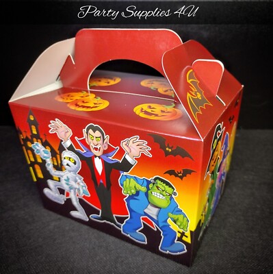 4x Halloween Leckerli Boxen Geschenk/Party/Kinder/Süßigkeiten/Beute/Gruselig/Trick/Leckerli
