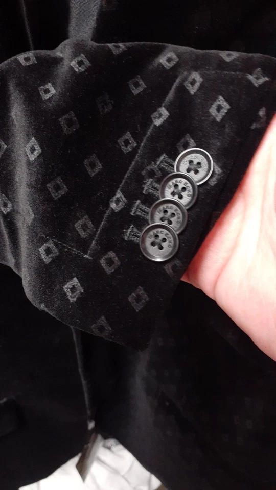 Nuevo con etiquetas Blazer Marc Ecko Para Hombres Grande 44 R Negro Terciopelo Cena Chaqueta Abrigo Deportivo Foto 3 de 4