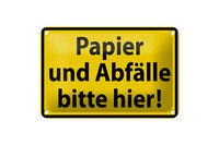 Blechschild Warnschild 18X12Cm Papier AbfäLle Bitte Hier Deko Schild
