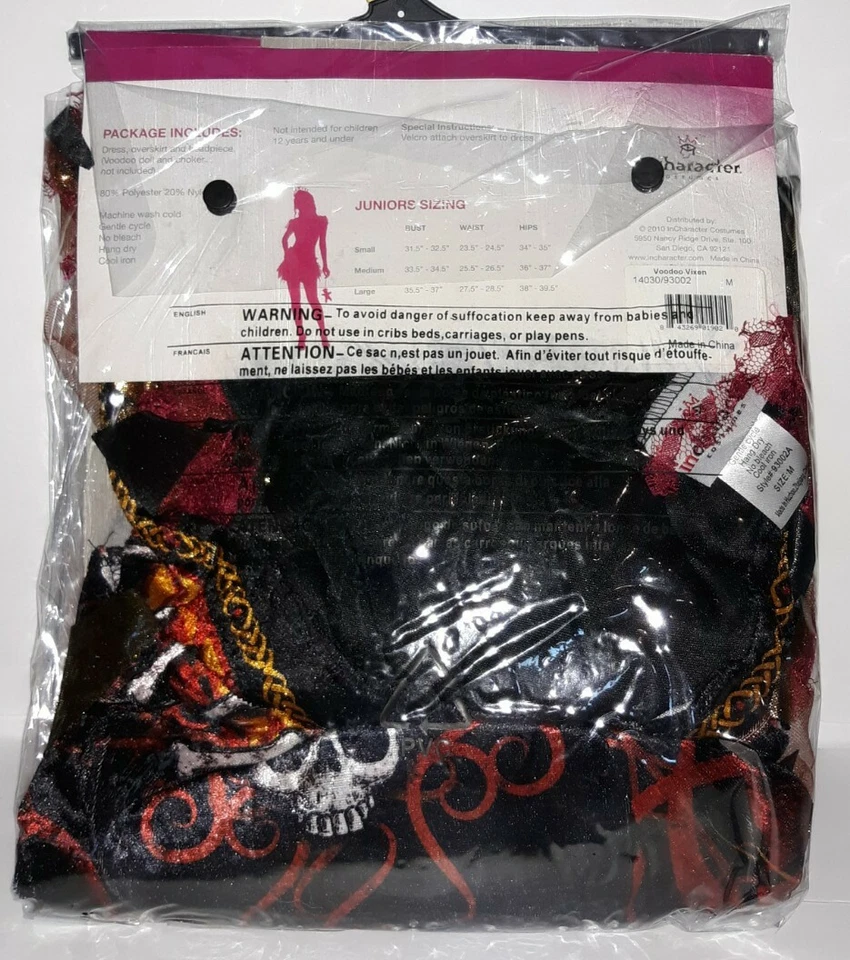 Negro/Rojo Voodo Vixen Junior Disfraz de Halloween (M) Vestido Sobrefalda y Tocado Foto 2 de 2