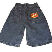 Vintage Chic denim shorts with floral logo patch