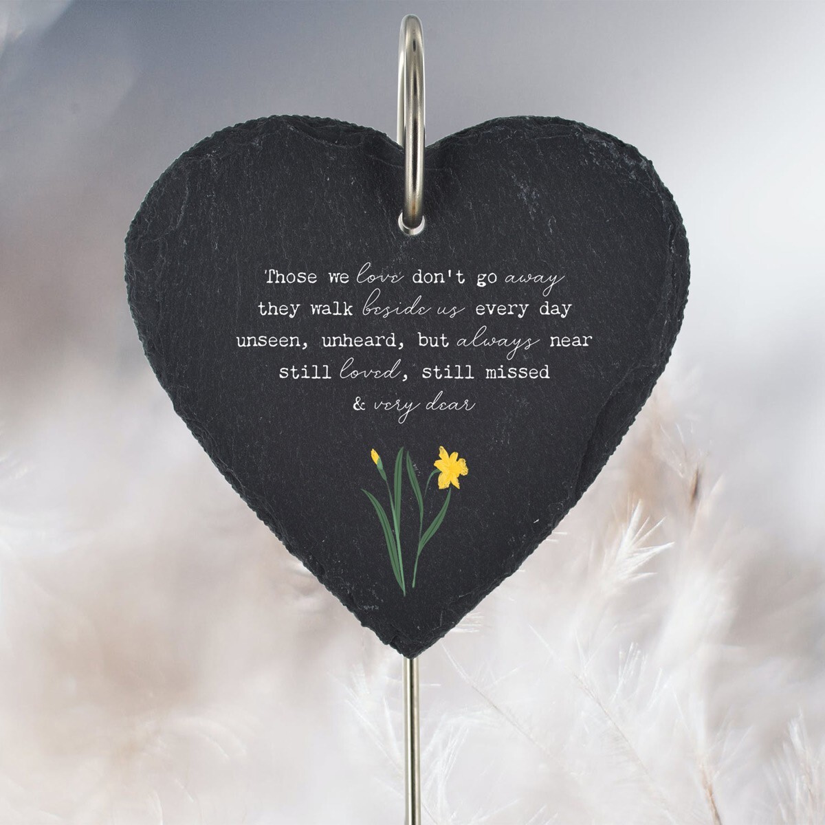 Daffodil Grave Stick Marker Plaque Ornament Memorial Slate Heart Grave Decor