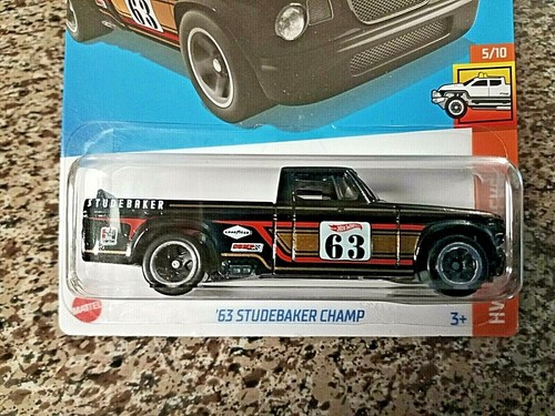 2022 Hot Wheels '63 Studebaker Champ #93/250 HW Hot Trucks #5/10 BLACK - Picture 2 of 4