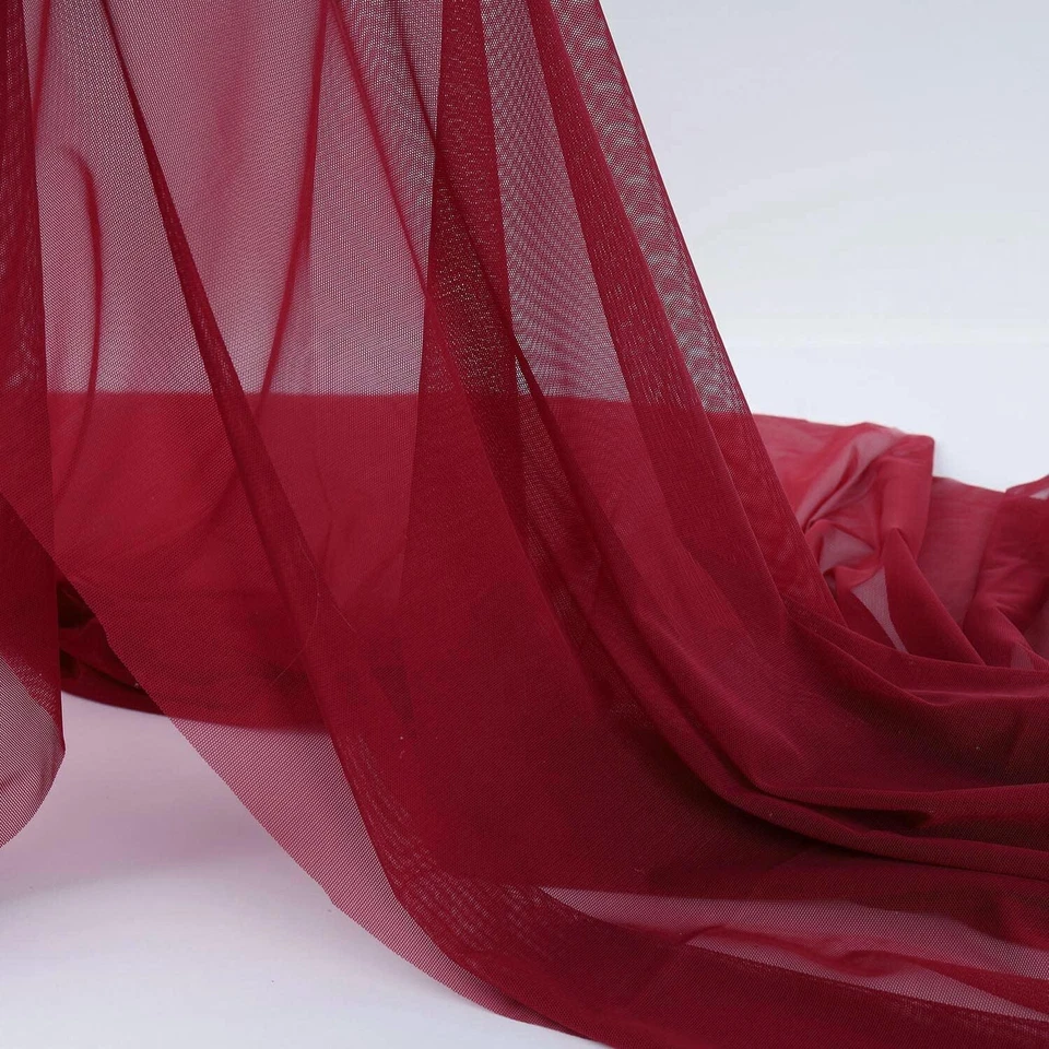 Stretch Net Fabric Plain Wine Red 44/45" Width, for dresses , Craft, 1 YARD - Image 3 of 4