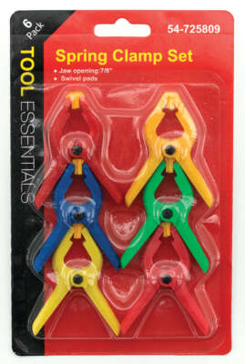 Tool Essentials 6pc 2'' Spring Clamps, Assorted Colors