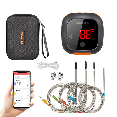 Digitales Bluetooth Bratenthermometer IBT-4XS Sonde Tragetasche BBQ Küche APP CF
