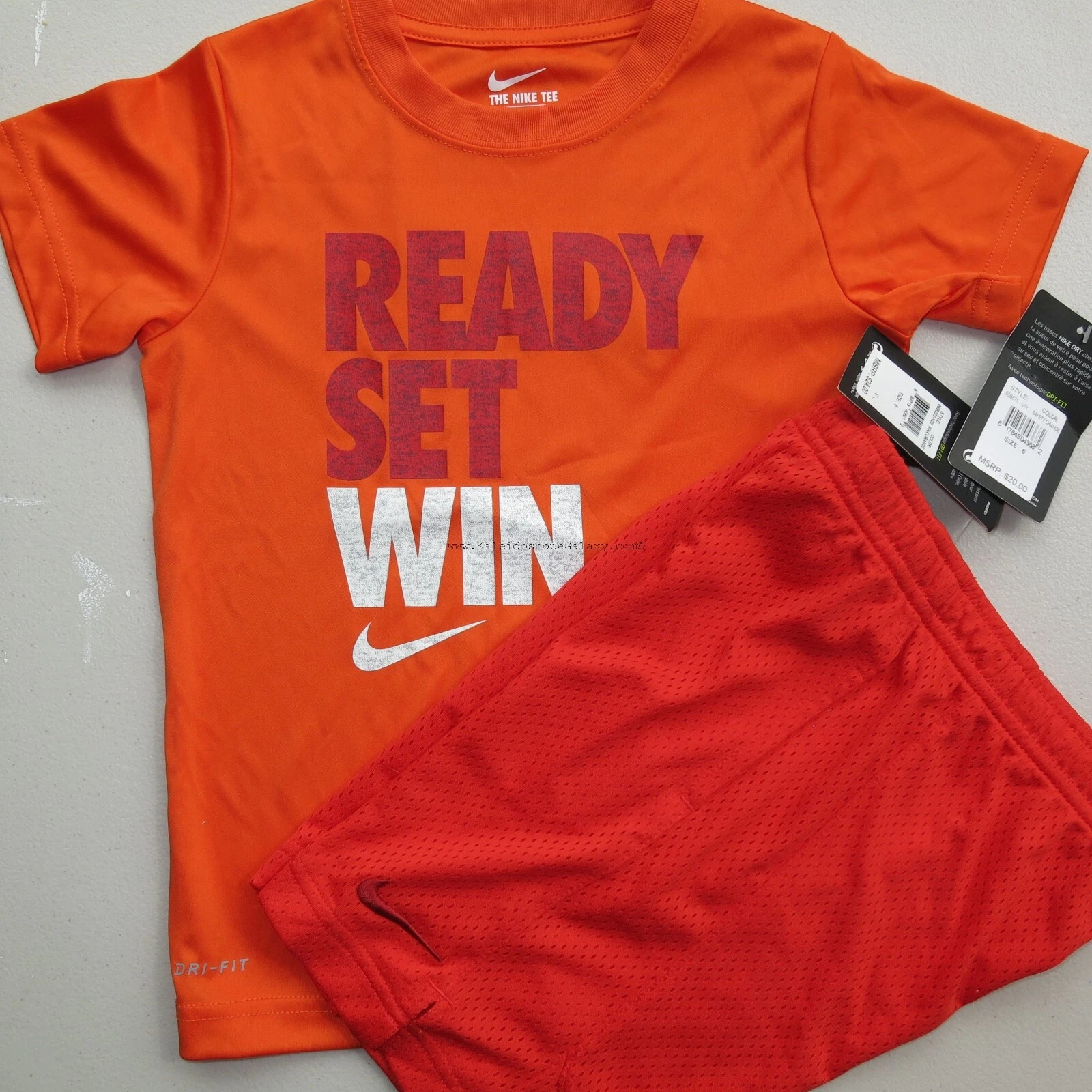 Nike Boys Size 6 Summer Dri-fit Mesh Shorts & T-Shirt Orange