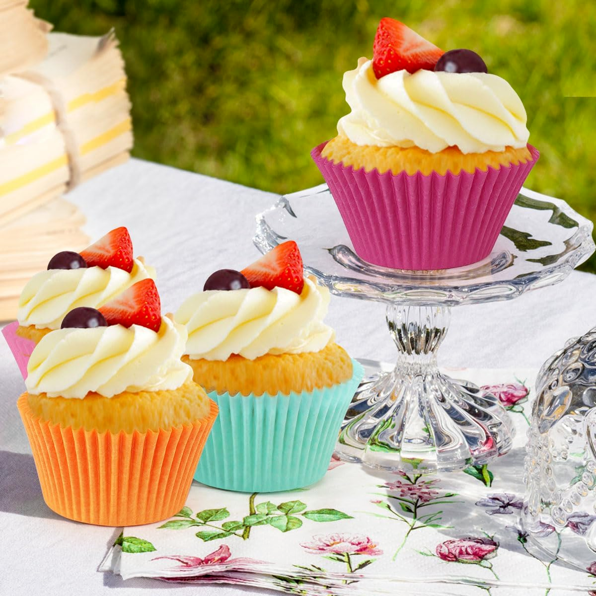 Caperci Jumbo-Cupcake-Förmchen, 150 Stück – Weiß, Fettdicht, Ofenfest Bis 218°C