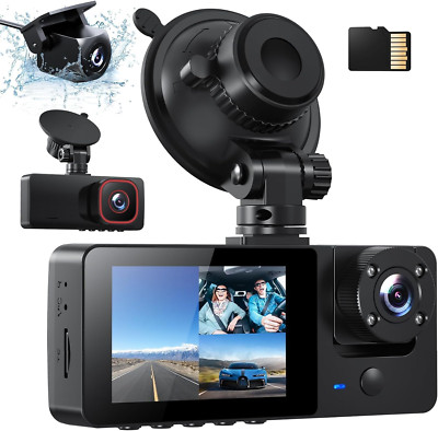 1080P Dash Cam Car Front Rear and Interior with 64GB SD Card Car Camera with Parking