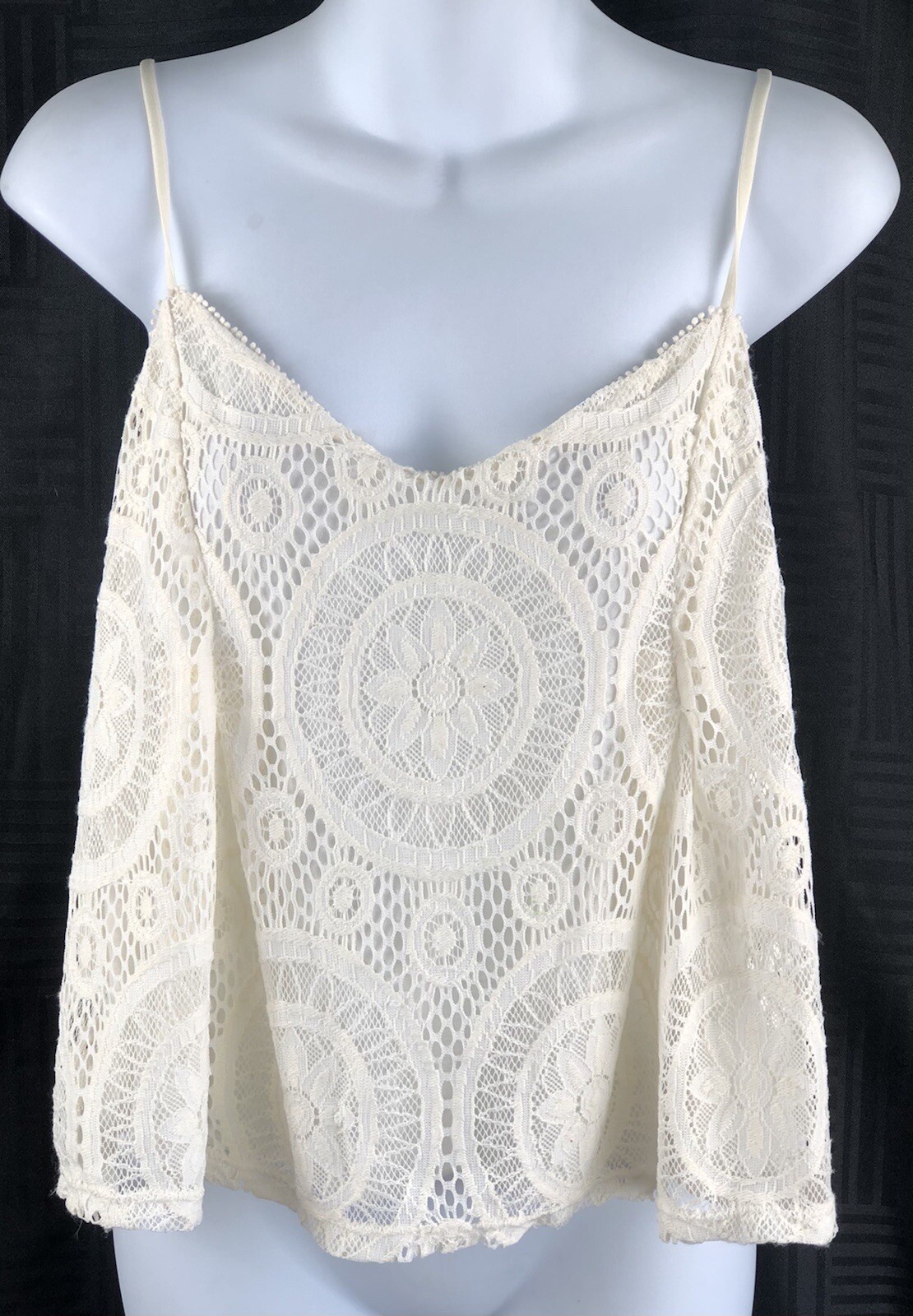 Vintage Ivory Floral Cami Top Y2K Fairy Coquette V-Neck Spaghetti Strap Tank